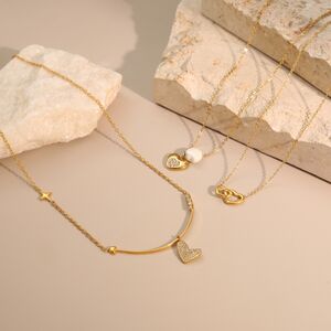 Simple Series Daily Heart Chain Stainless Steel Waterproof Gold Color Women's Chain Necklaces h5 Picture2