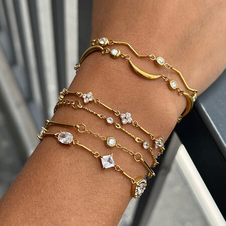 Elegant Chain Moon Stainless Steel Waterproof Gold Color Zircon Women's Chain Bracelets 2
