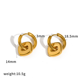 Simple Series Rectangle Shape Stainless Steel Waterproof Gold Color Women's Drop Earrings h5 Picture2