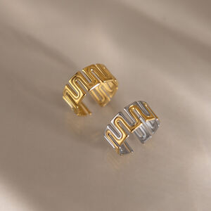 Retro Irregular Shape Mixed Color Stainless Steel Waterproof Statement Rings h5 Picture3