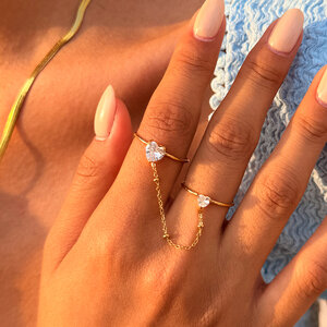Simple Series Daily Heart Stainless Steel Waterproof Gold Color Zircon Statement Rings h5 Picture3