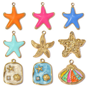 Simple Cute Diy Shell Starfish Stainless Steel Waterproof Gold Color Women's Pendants h5 Picture4