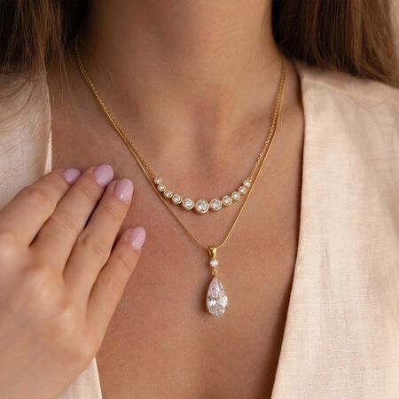 Luxurious Retro Patchwork Circle Stainless Steel Waterproof Gold Color Zircon Women's Pendant Necklaces 2