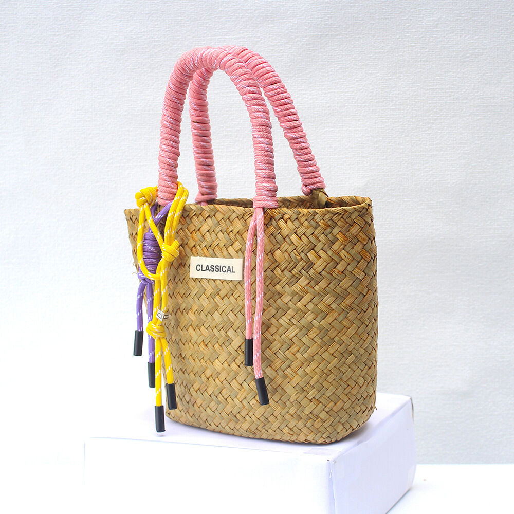 Casual Style Woven Twist Mixed Color Woven Raffia Women's Square Bag