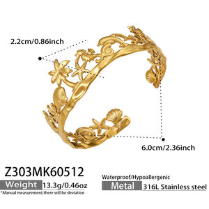 Vacation Oceanic Style Shell Stainless Steel Waterproof Gold Color Women's Cuff Bracelets h5