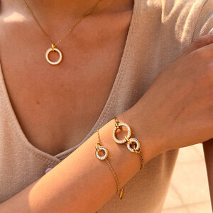 Simple Series Daily Circle Stainless Steel Waterproof Gold Color Zircon Women's Chain Necklaces h5 Picture4