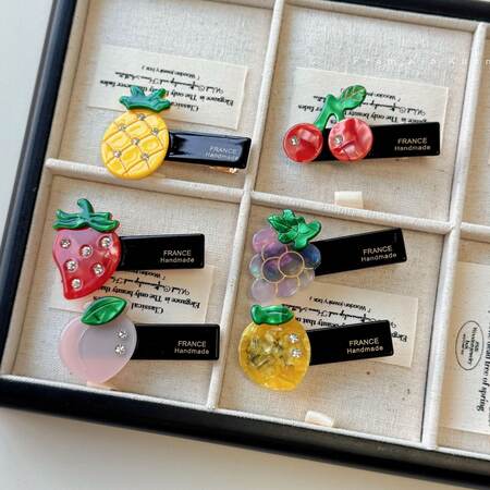 Simple Series Cute Fruit Cherry Strawberry Acetate Hair Clips 2