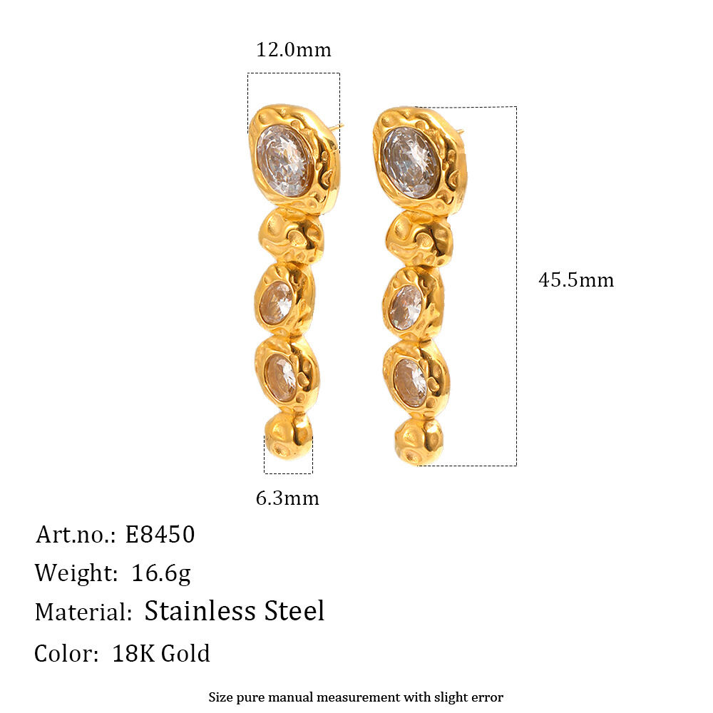 Boucles D'Oreilles Puces Pour Femmes, Style Rétro Classique, En Acier Inoxydable, Étanches, Couleur Or, Avec Zircon. h5 