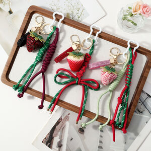 Simple Series Sweet Bow Knot Twist Strawberry Alloy Bag Charms h5 Picture3