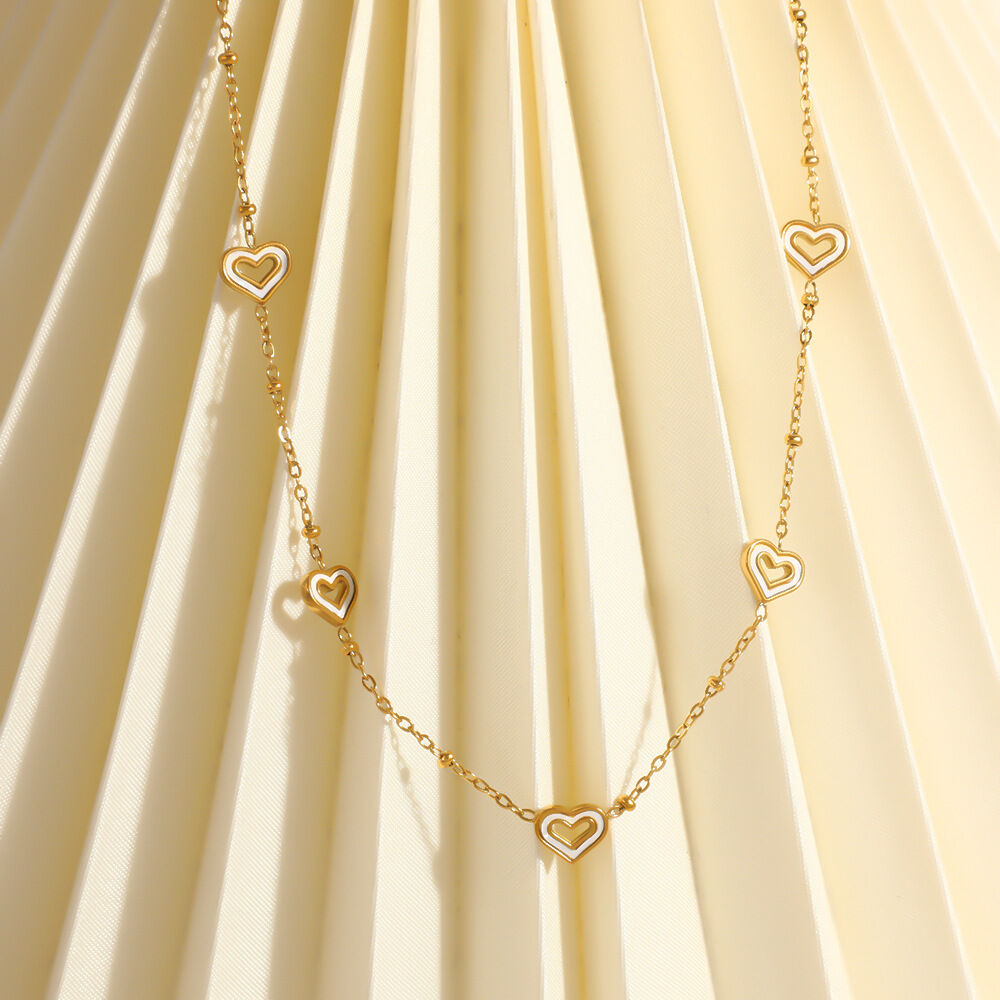 Simple Series Elegant Heart Chain Stainless Steel Waterproof Gold Color Women's Chain Necklaces Picture3
