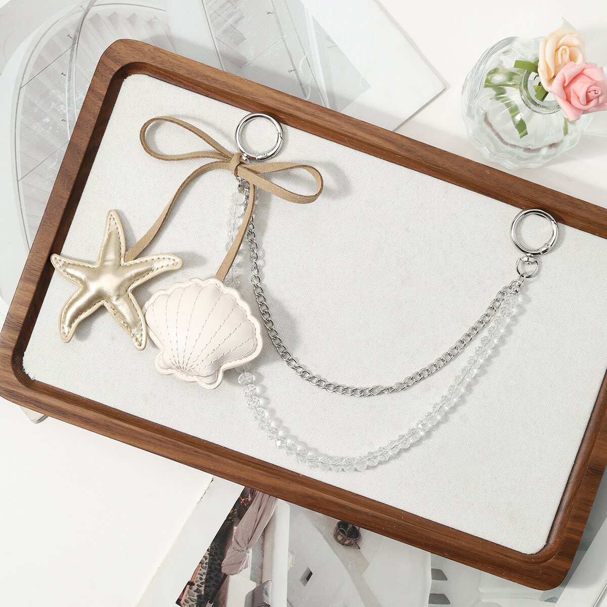 Simple Series Daily Bow Knot Beads Starfish Leather Bag Charms Picture4