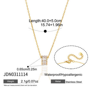 Simple Circle Stainless Steel Waterproof Gold Color Zircon Women's Pendant Necklaces h5