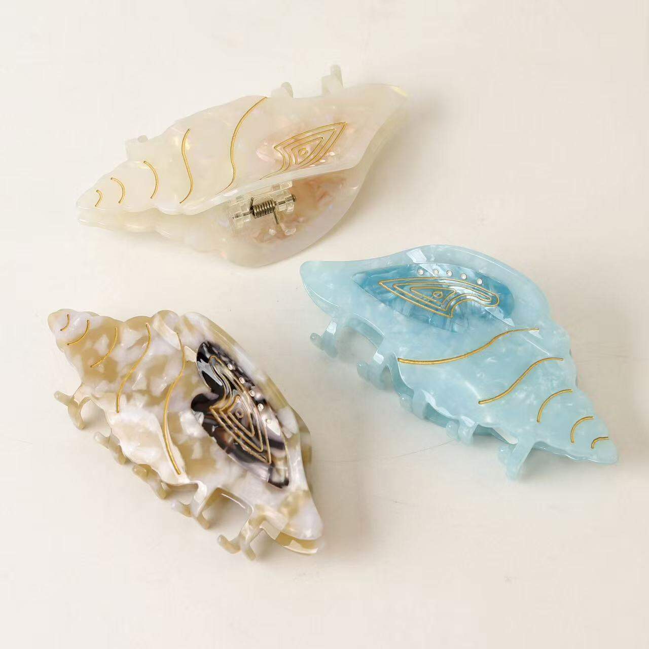 Romantic Series Natural Solid Color Oceanic Style Shell Acetate Hair Claws h5 Picture2