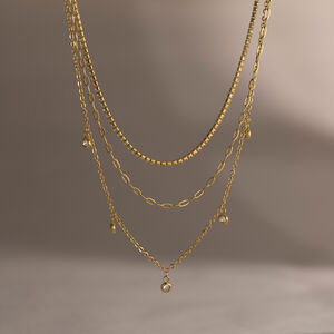 Simple Series Daily Chain Circle Stainless Steel Waterproof Gold Color Zircon Women's Layered Necklaces h5 Picture3