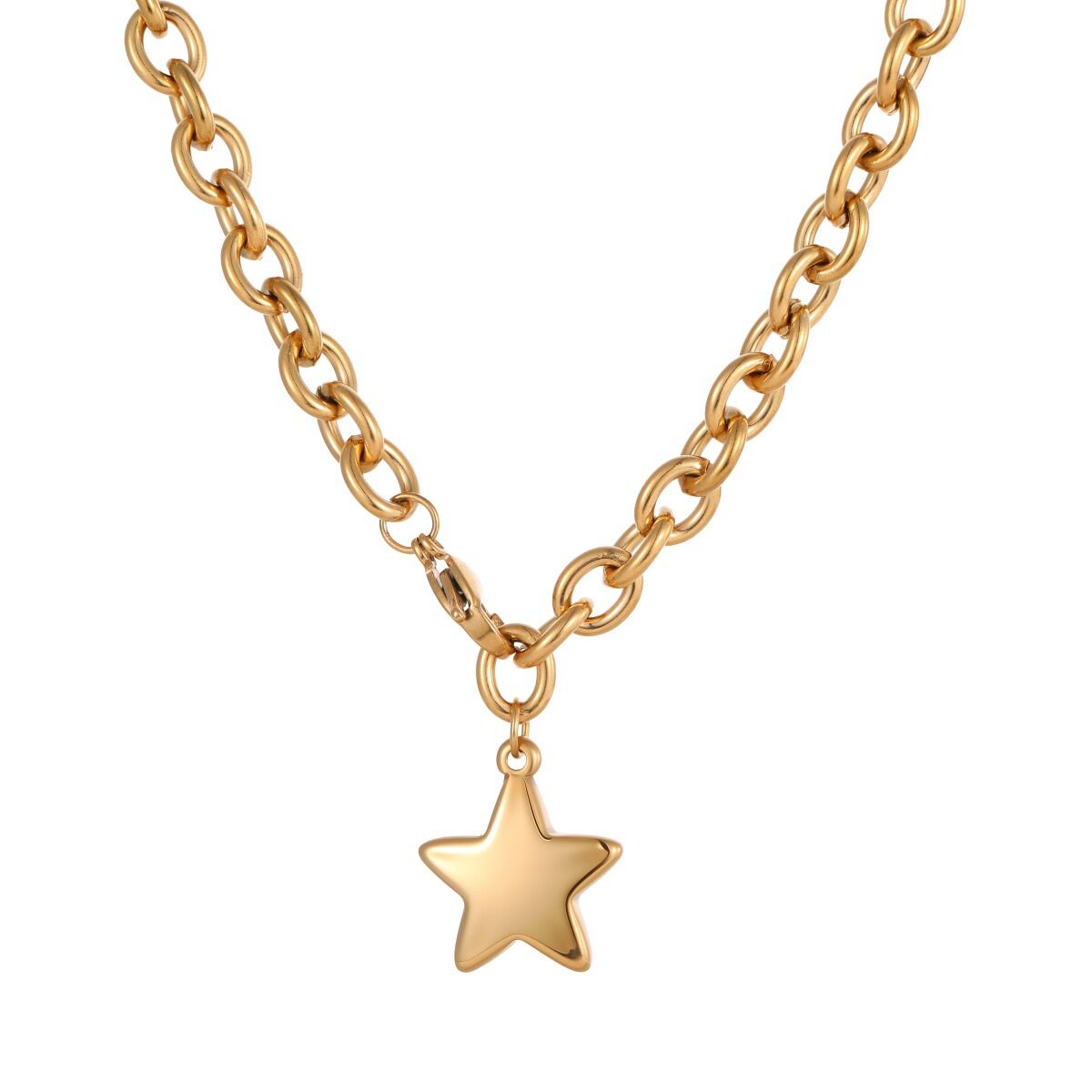 Simple Series Daily Chain Stainless Steel Gold Color Waterproof Chain Necklaces h5 Picture5
