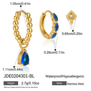 Droplet Circle Stainless Steel Waterproof Zircon Women's Earring Sets h5