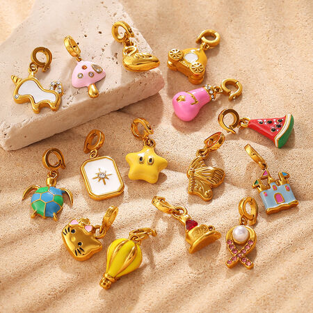 Cute Fruit Shape Stainless Steel Waterproof Gold Color Women's DIY Pendants