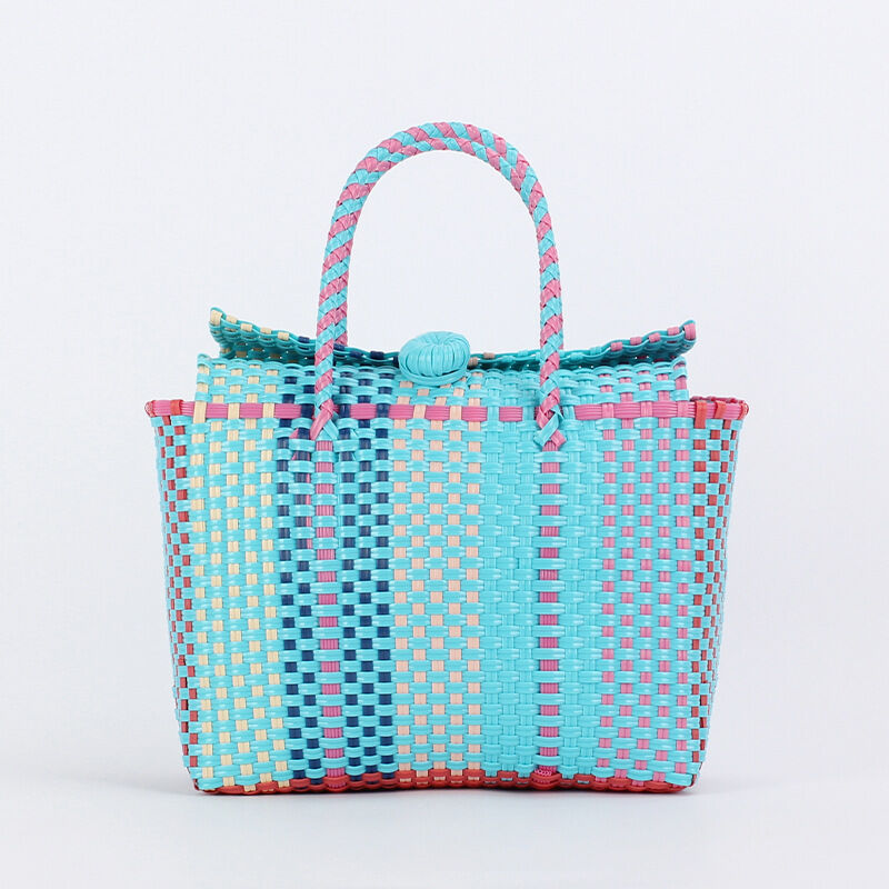 Vacation Style Woven Mixed Color Woven Pvc Women's Square Bag