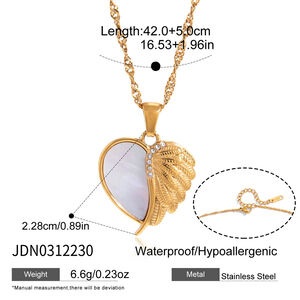Heart Stainless Steel Waterproof Gold Color Zircon Shell Women's Pendant Necklaces h5