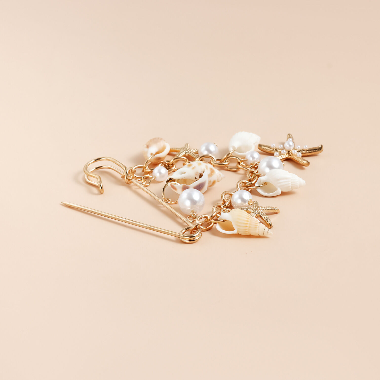 Simple Series Vacation Oceanic Style Tassel Shell Starfish Alloy Shell Brooches h5Picture3
