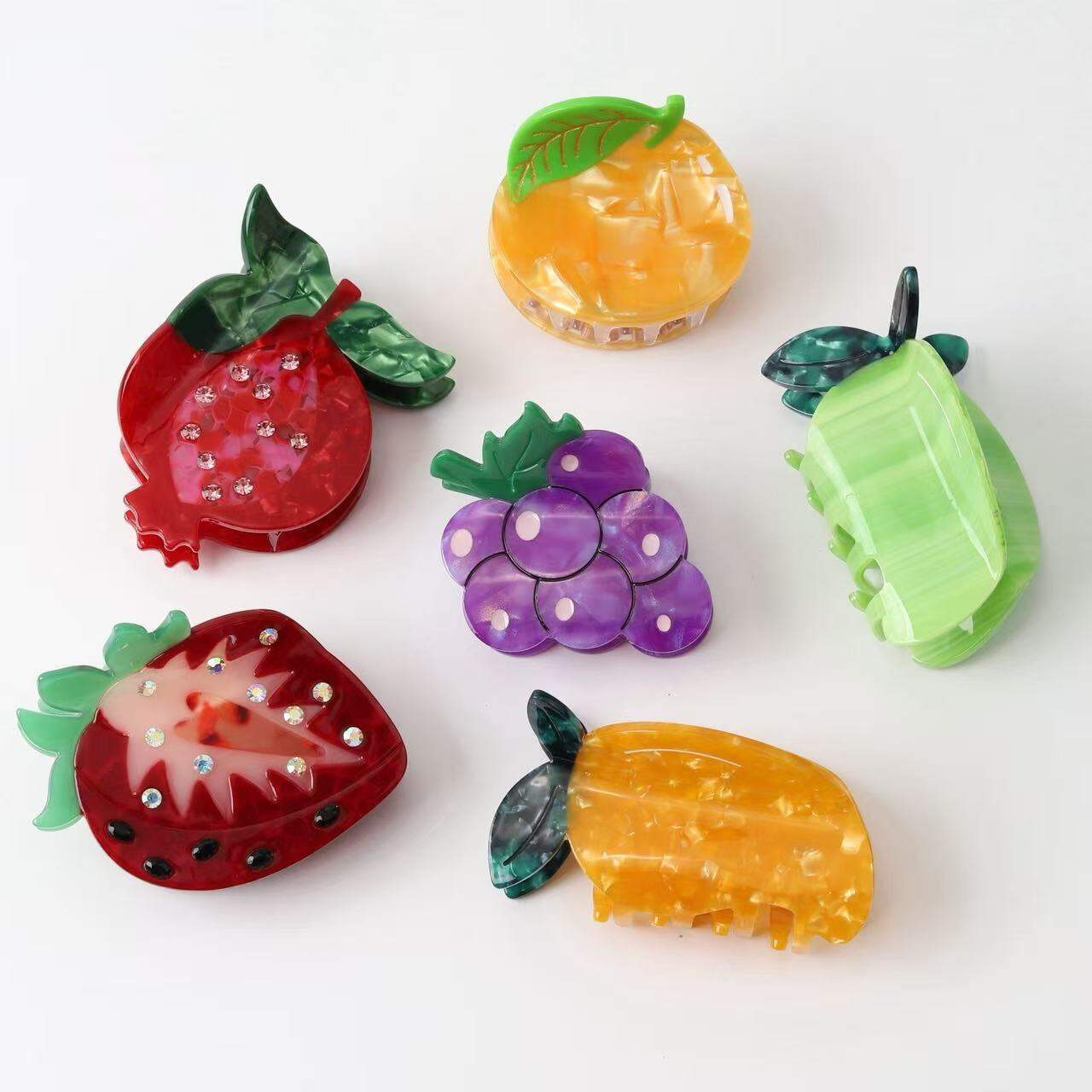 Simple Series Cute Fruit Mixed Color Acetate Rhinestone Hair Claws