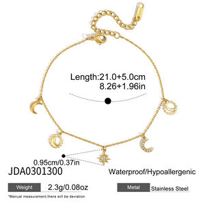 Simple Star Moon Stainless Steel Waterproof Gold Color Anklets h5