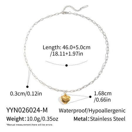 Daily Heart Stainless Steel Waterproof Mixed Color Pendant Necklaces