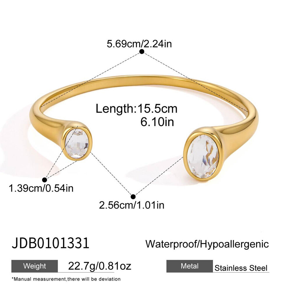 Simple Droplet Lines Stainless Steel Waterproof Gold Color Women's Cuff Bracelets
