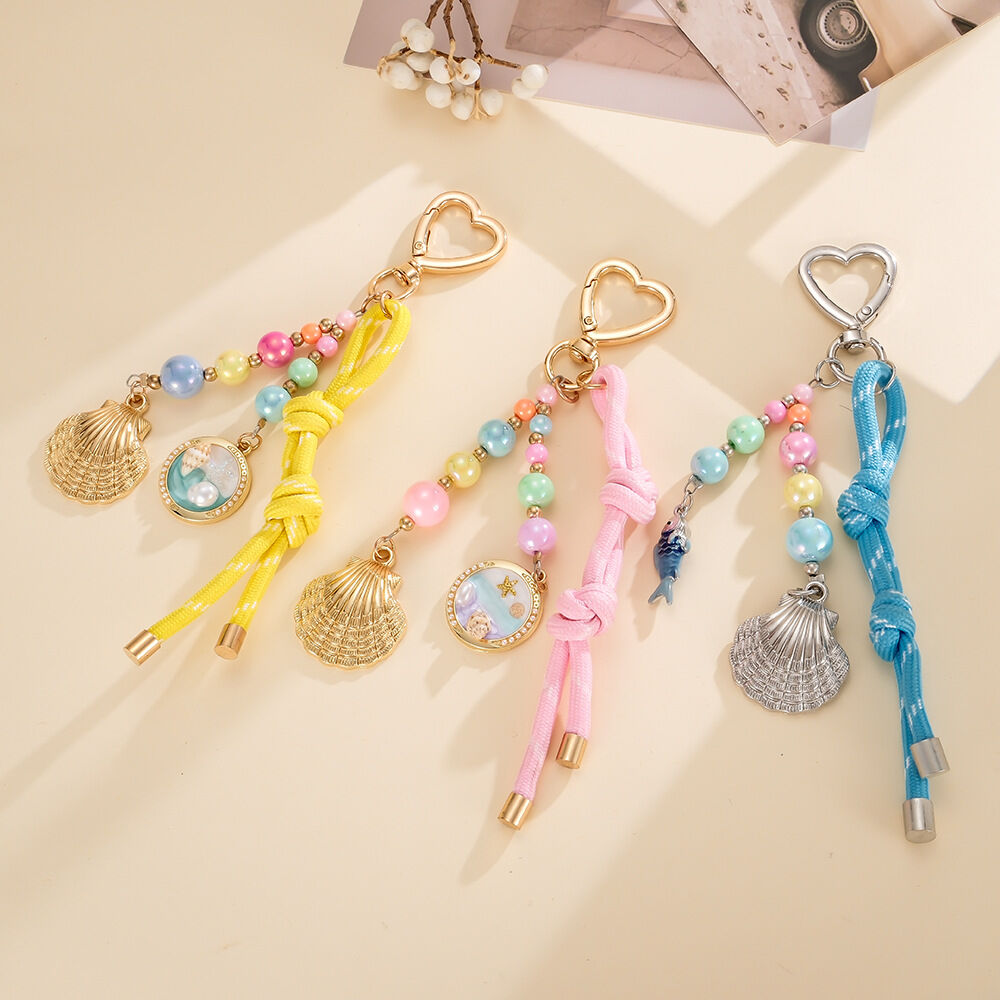 Simple Series Casual Oceanic Style Beads Mixed Color Shell Fish Starfish Metal Bag Charms