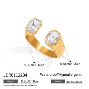 Luxurious Elegant Irregular Shape Heart Stainless Steel Waterproof Gold Color Zircon Women's Gemstone Rings h5