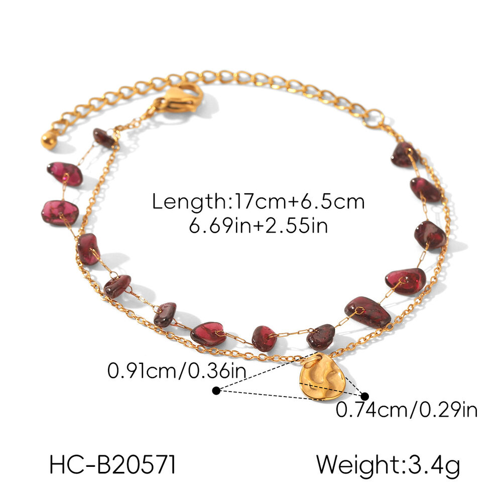 Simple Series Daily Irregular Shape Stainless Steel Waterproof Gold Color Women's Beaded Bracelets Picture2