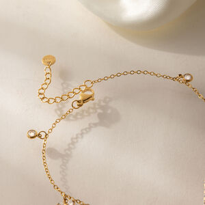 Simple Flower Stainless Steel Waterproof Gold Color Zircon Anklets h5 Picture4