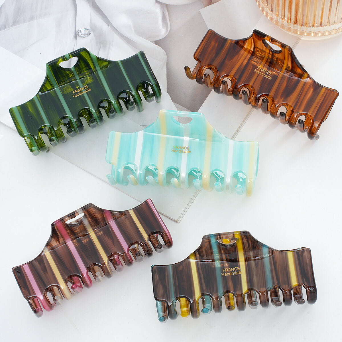 Simple Series Daily Solid Color Stripe Acetate Hair Claws