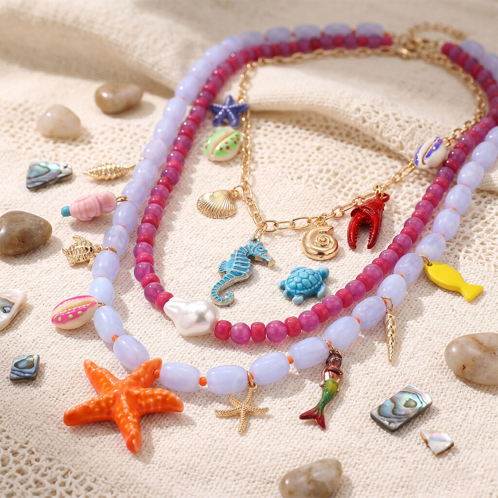 Vacation Beads Starfish Resin Women's Necklaces Sets 2