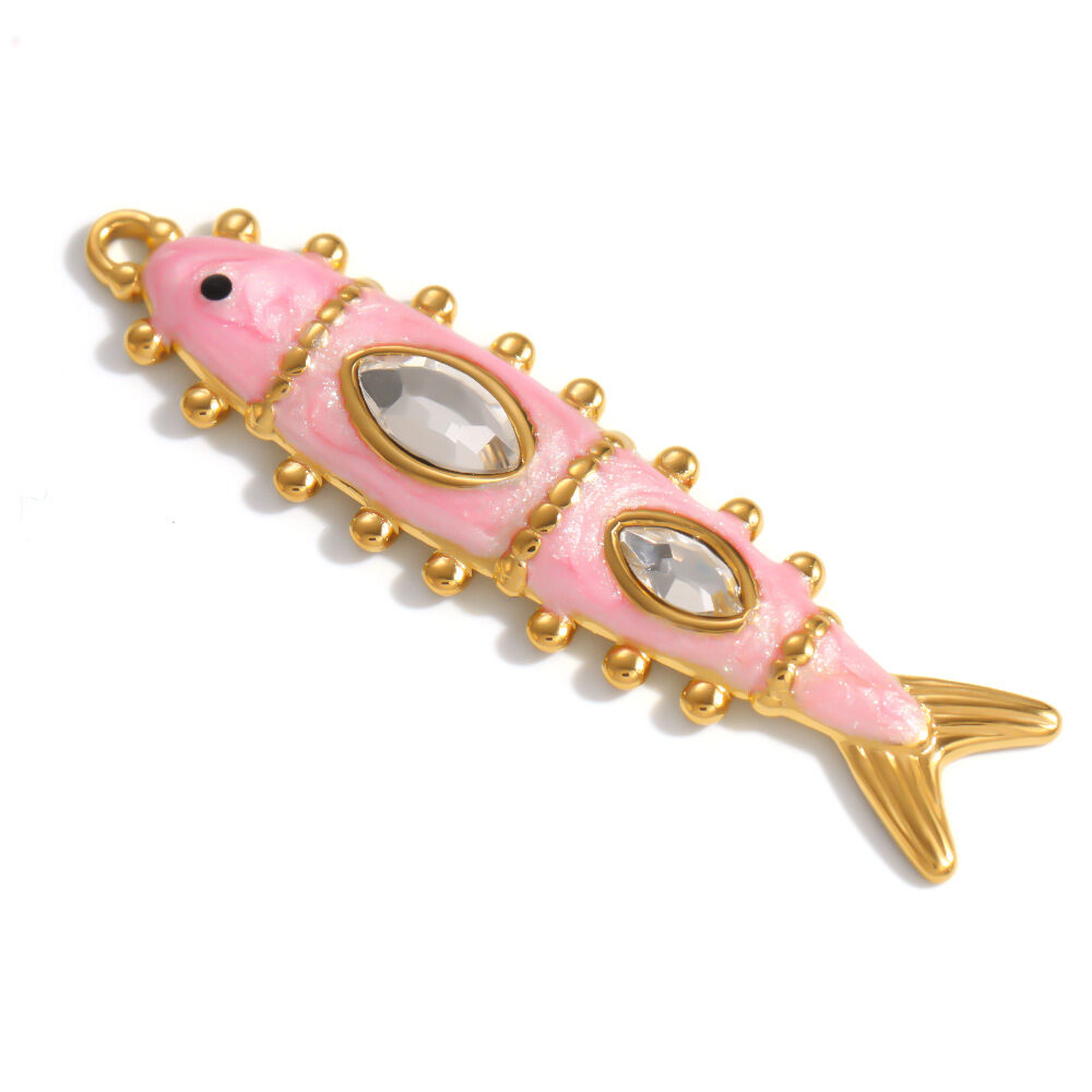 Romantic Series Diy Heart Oceanic Style Fish Stainless Steel Waterproof Gold Color Women's Pendants h5Picture3