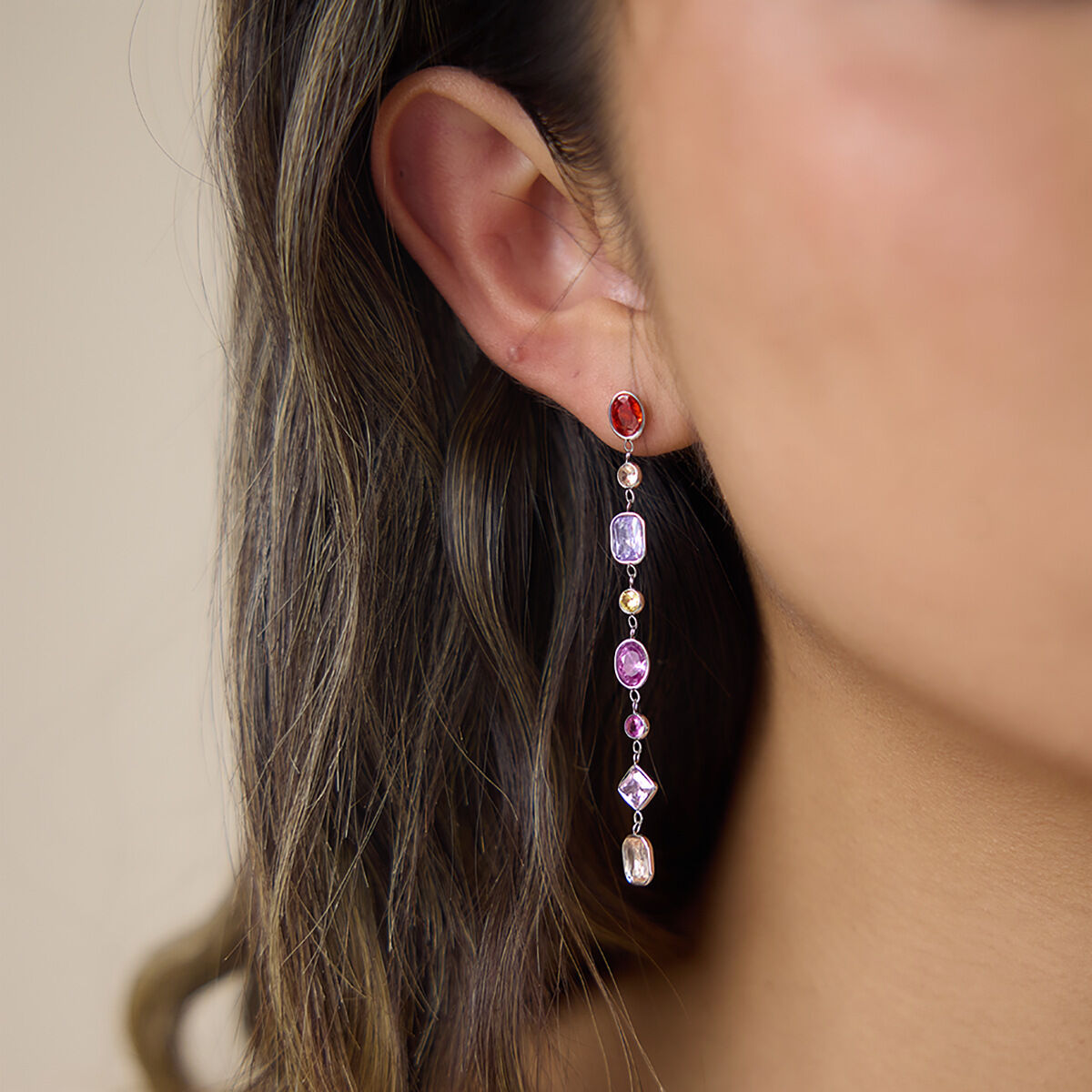 Luxurious Simple Tassel Stainless Steel Waterproof Gold Color Zircon Women's Dangle Earrings