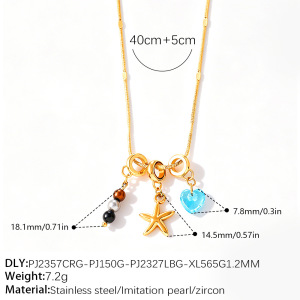 Edelstahl, Wasserdicht, Goldfarben, Strass, Künstliche Perle, Anhänger Für Damen h5 Bild2