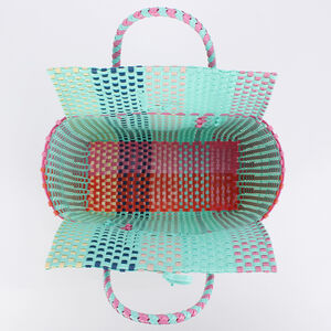 Vacation Style Woven Mixed Color Woven Pvc Women's Square Bag h5 Picture5