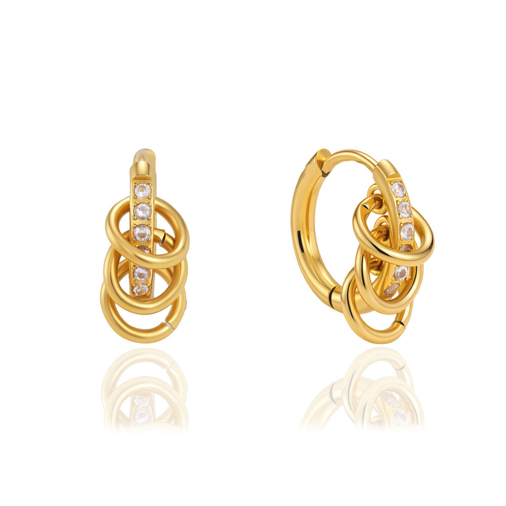 Stainless Steel Waterproof Gold Color Zircon Women's Hoop Earrings Picture5