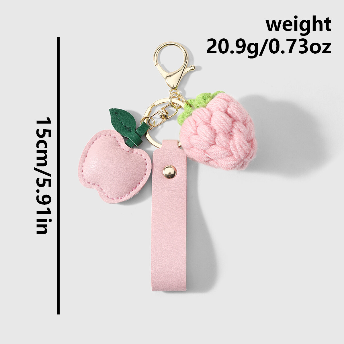 Simple Series Sweet Fruit Solid Color Strawberry Leather Women's Bag Charms h5 Picture2