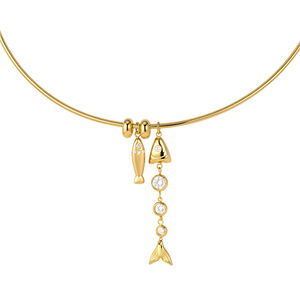 Luxurious Cute Patchwork Fish Stainless Steel Waterproof Gold Color Zircon Women's Pendant Necklaces h5 Picture5