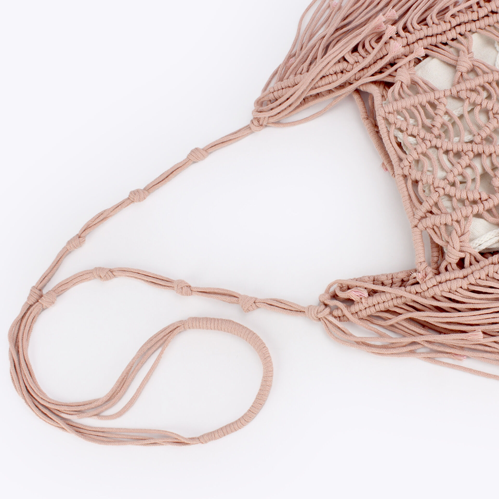 Casual Style Tassel Woven Solid Color Tassel Hollowed-Out Woven Cotton Women's Square Bag h5 Picture4