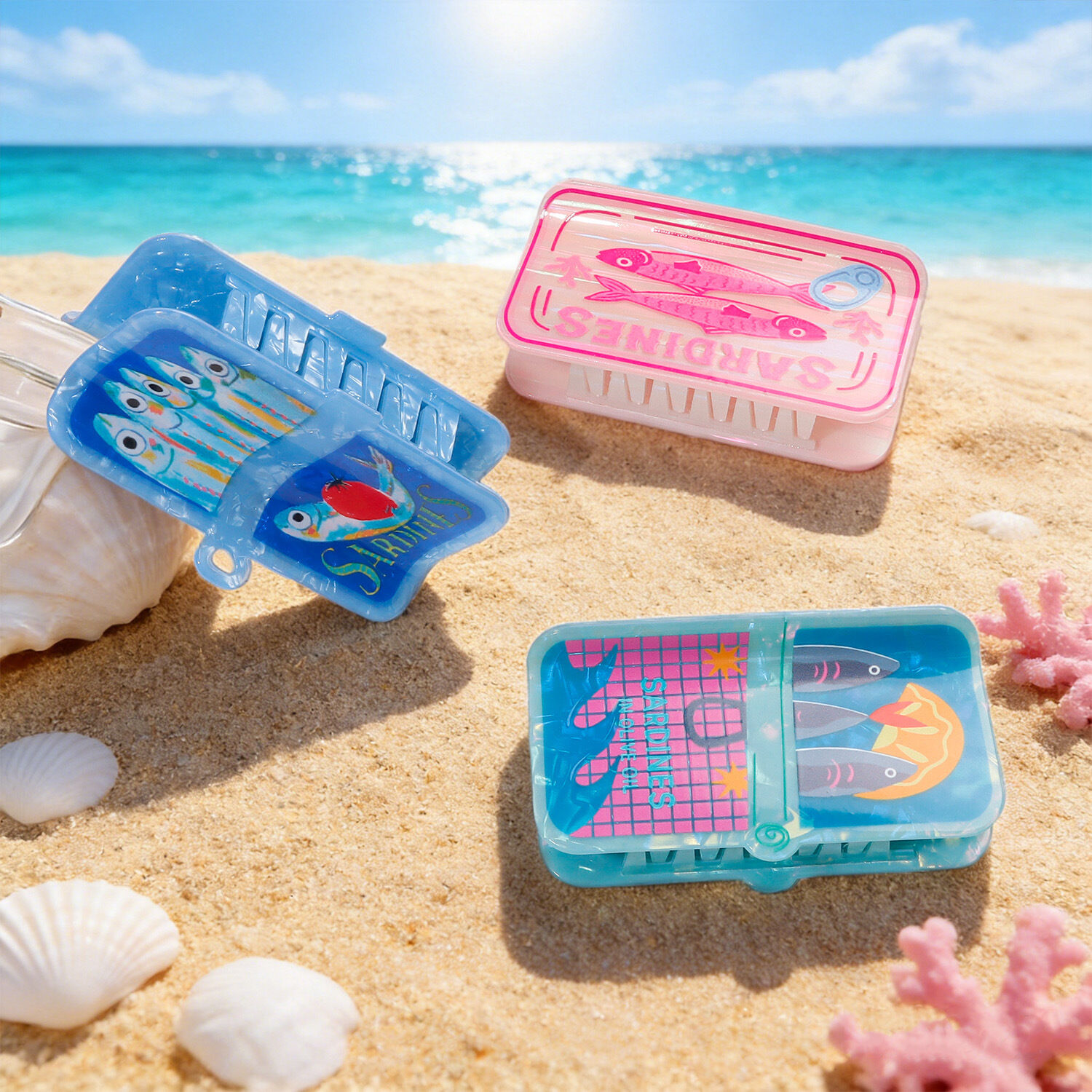 Einfache Serie, Urlaub im Ozean-Stil, gemischte Farben, Fische, Muscheln, Haarkrallen 2