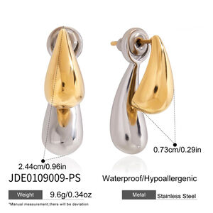 Irregular Shape Stainless Steel Waterproof Gold Color Zircon Women's Stud Earrings h5