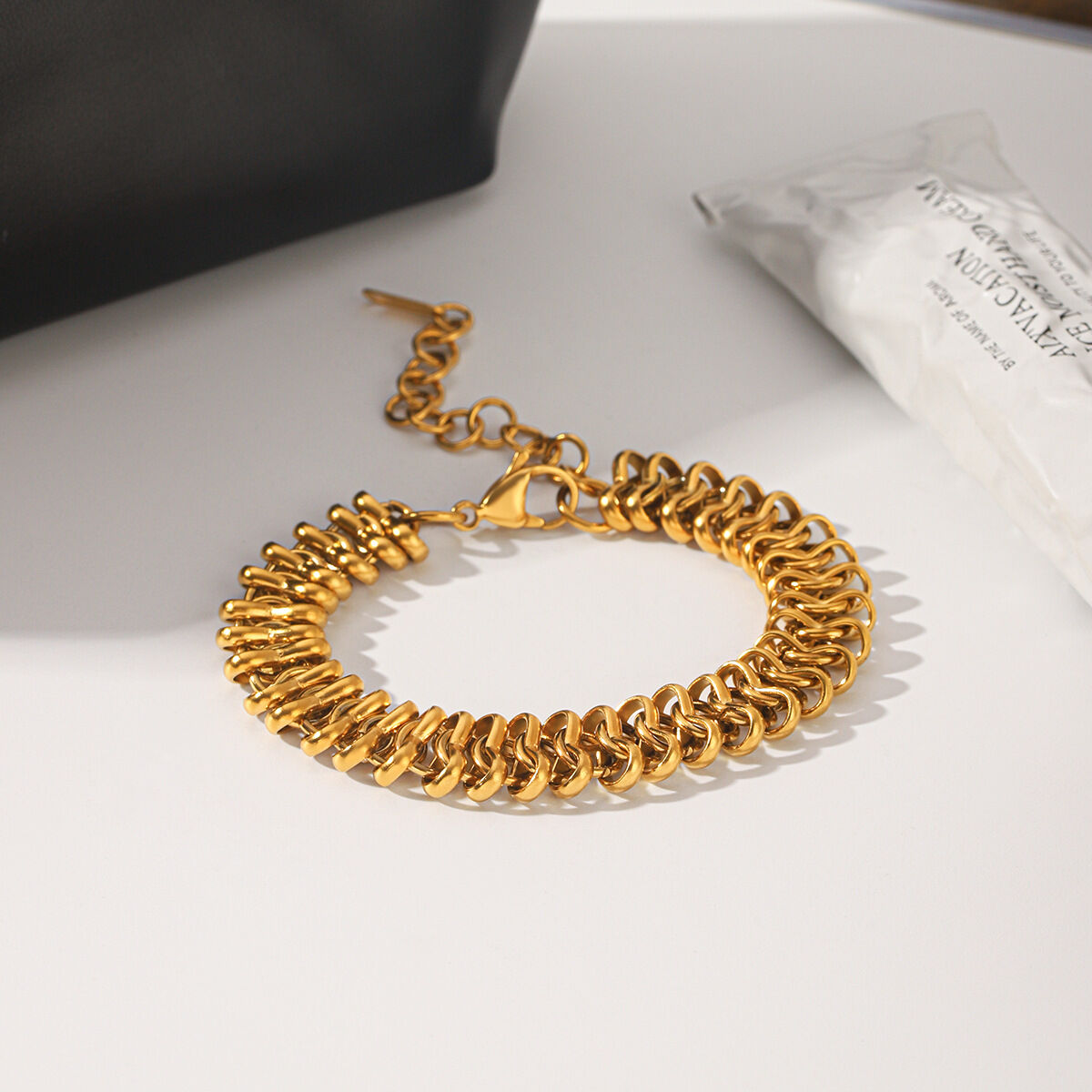 Simple Series Daily Chain Stainless Steel Waterproof Gold Color Women's Chain Bracelets h5 Picture5