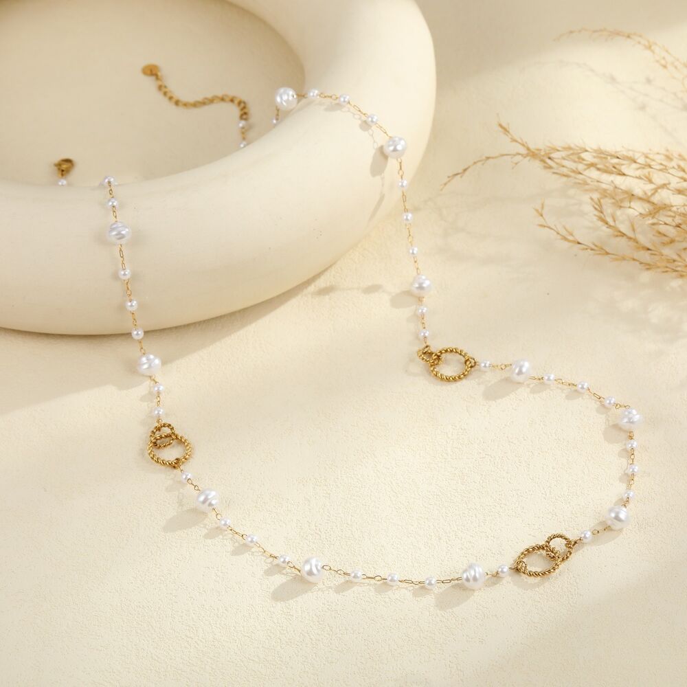 Collana da donna Simple Series Daily Heartt Chain in acciaio inossidabile impermeabile color oro h5Immagine4