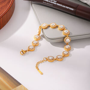 Simple Series Daily Chain Stainless Steel Waterproof Gold Color Zircon Women's Chain Bracelets h5 Picture5