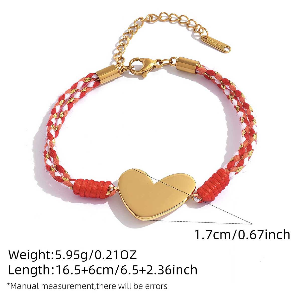 Pulsera trenzada para mujer Simple Daily Heart con diseño de mariposa y trébol, de acero inoxidable, resistente al agua y color dorado. 