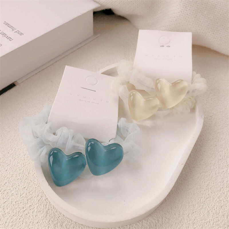 Romantic Series Sweet Heart Solid Color Acrylic Hair Ties Picture2