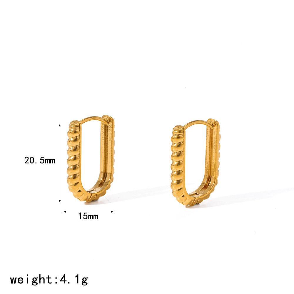 Classic C-Shape Stainless Steel Waterproof Gold Color Women's Hoop Earrings h5Picture2